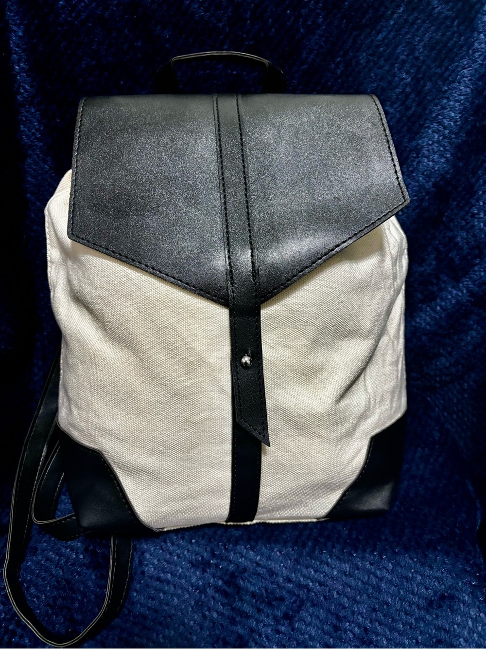 Deux Lux Black and Cream Canvas Backpack